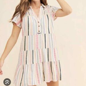 Anthropologie Georgina striped tiered shirt dress XL